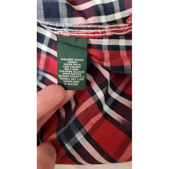 LRL Lauren Jeans Co Ralph Lauren Women's Size XL Plaid Shirt Button Up Red Plaid - Picture 4 of 7